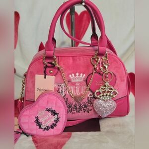 JUICY COUTURE Heritage Bowler and  Heart Shaped Wallet